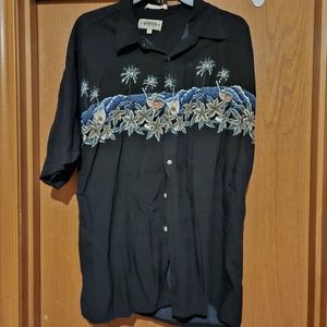 CampiaModa-Button up Shirt-Black Printed Size XL